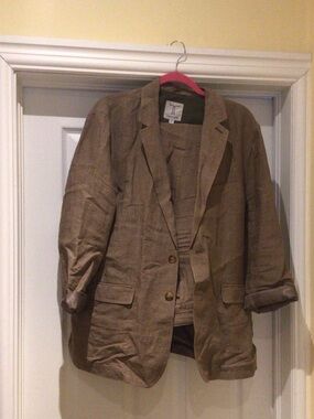 Linen Men’s Suit Jacket in Taupe Brown